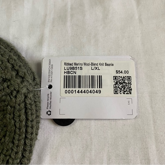 Lululemon Ribbed Merino Wool-Blend Knit Beanie Hat HBCN Olive Green Size L/XL - Picture 4 of 4